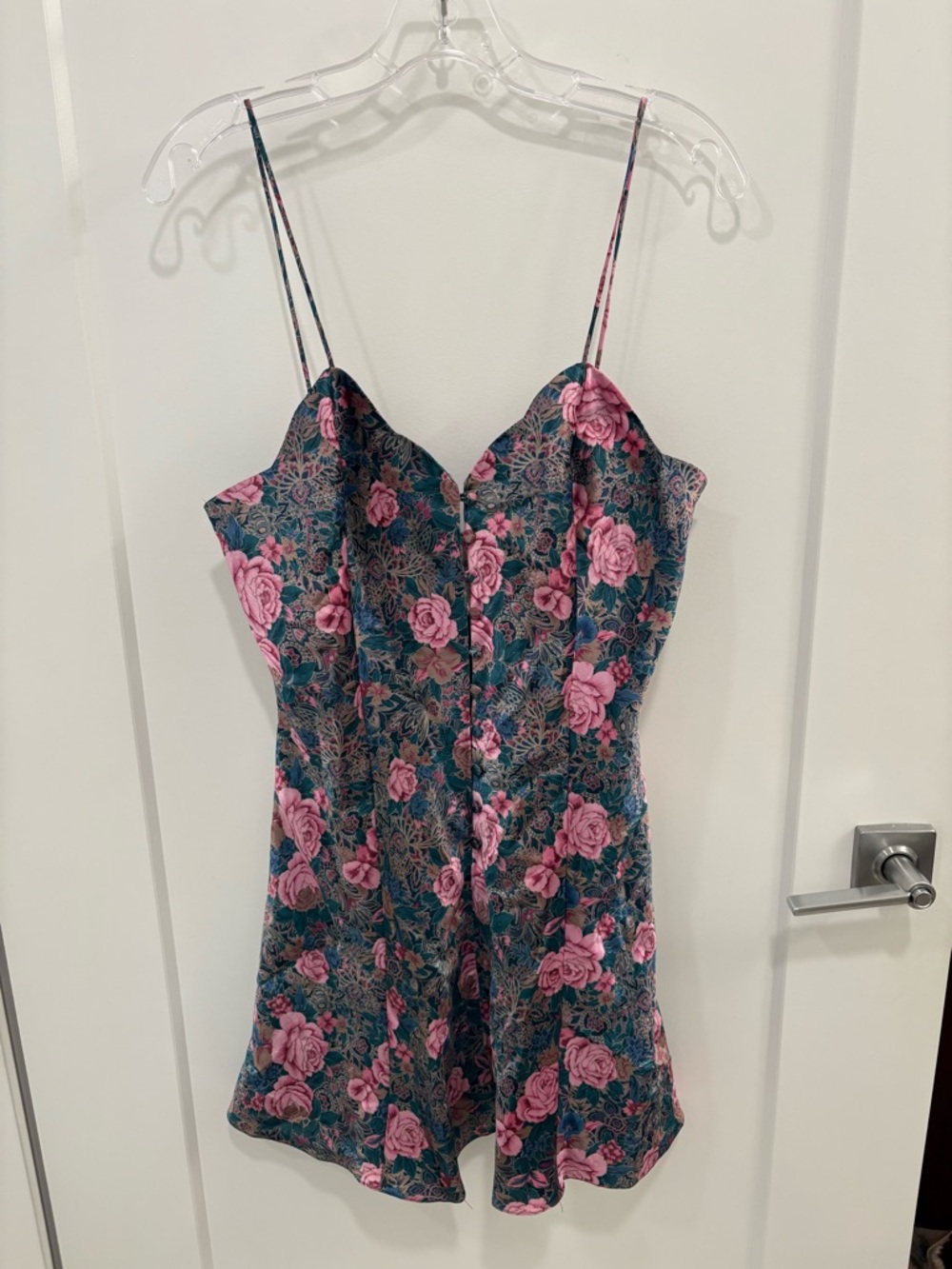 Vintage 90s Victoria’s Secret Gold Label Floral Satin Slip Dress Size Medium